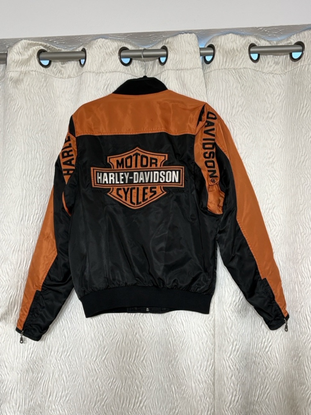 Harley-Davidson Men’s Black and Orange Bomber / Riding  Jacket- Size Small - Picture 2 of 9